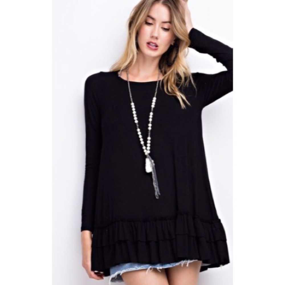 🆕 Black Ruffled Long Sleeve